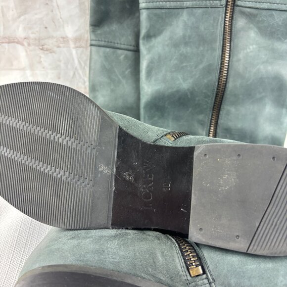 J. Crew Women's 10 Gray Leather Knee High Tall Riding Boots - Picture 14 of 14